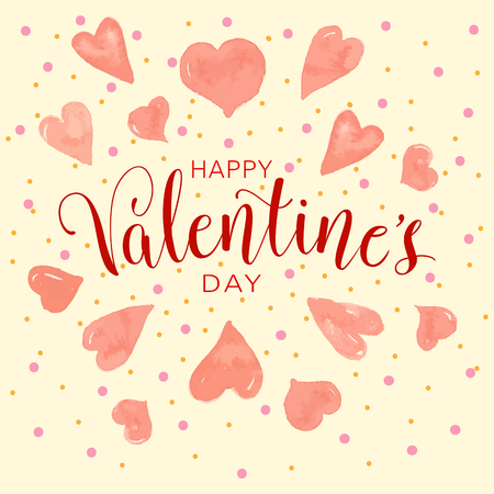 happy valentines day hand letter vector illustrationのイラスト素材