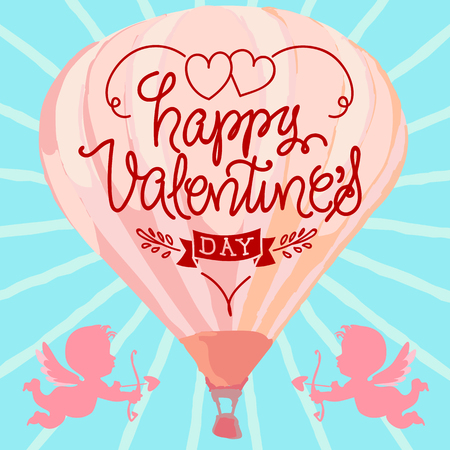 happy valentines day hand letter vector illustrationのイラスト素材