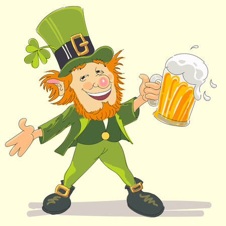 happy st. patrick's day with leprechaun handmade vector illustrationのイラスト素材