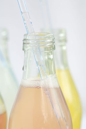 Assorted Flavored Sodas, orange, lemon, berry, pink lemonade,の写真素材