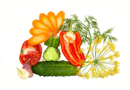 Decorative cut up fresh vegetablesの写真素材