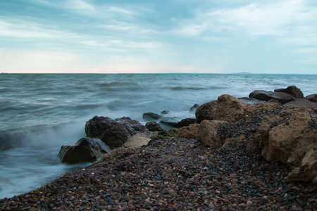 surf on a wild beach on the black sea