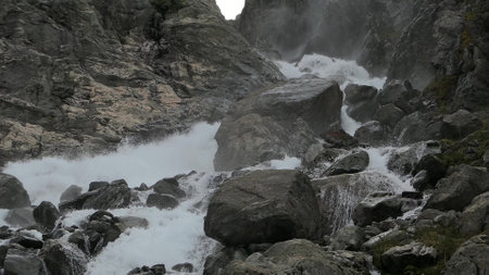 Water from the large glacier in Norwayの写真素材