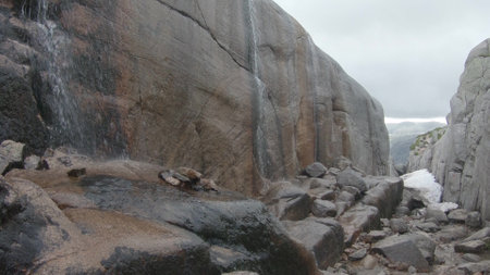 Huge rocks formations in Norwayの写真素材