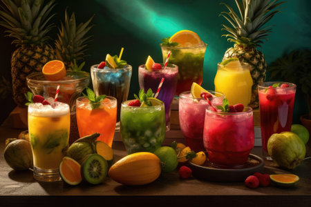 Set of various cocktails. Generative AIの素材