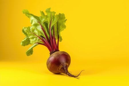 Fresh beetroot isolated on yellow background. Generative AIの素材