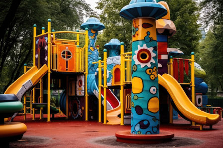 Colorful playground in the park. Generative AIの素材