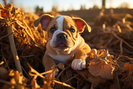 Dog is resting in nature. Generative AIの素材