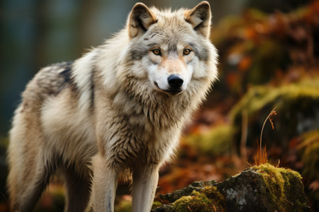 Large male gray wolf. Generative AIの素材
