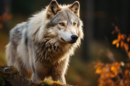Large male gray wolf. Generative AIの素材