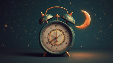 Colorful alarm clock. Time management concept. Generative AIの素材