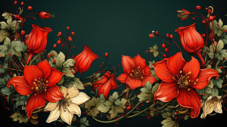 Beautiful red flowers on the background. Generative AIの素材