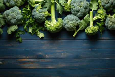 Healthy green organic raw broccoli florets. Generative AIの素材