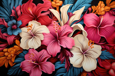 Botanical blue and pink flower watercolor bouquet elegance blooming. Generative AIの素材