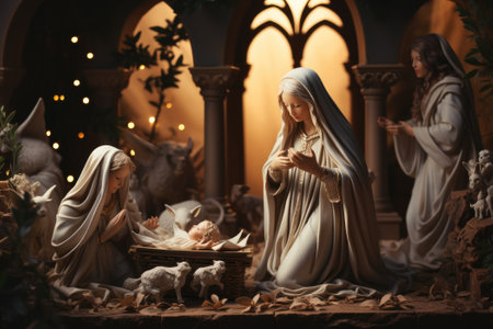 Christmas Christian nativity scene. Generative AIの素材