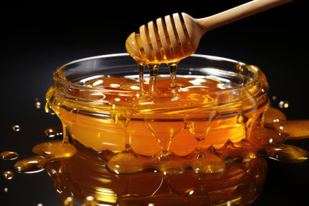 Honey in a glass bowl. Generative AIの素材