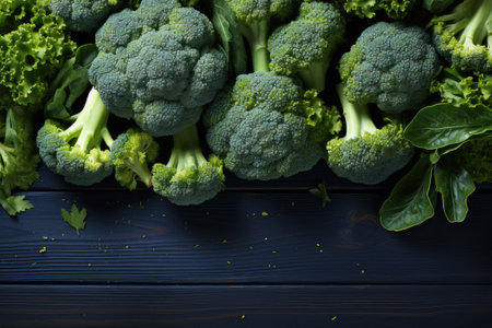 Healthy green organic raw broccoli florets. Generative AIの素材