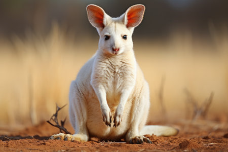 White colored albino wallaby. Generative AIの素材