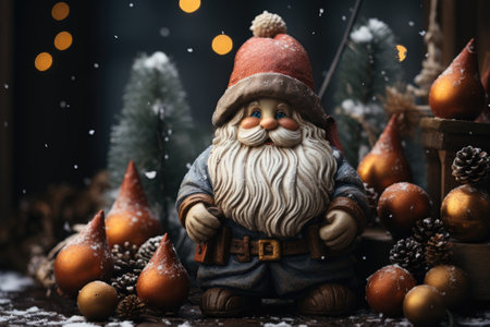 Happy Holidays. Christmas composition with gnome. Generative AIの素材