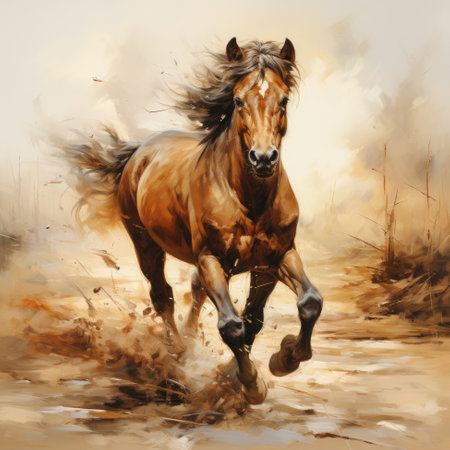 Portrait horse on nature background. Generative AIの素材