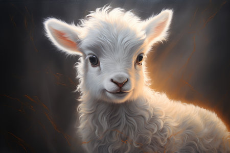 Portrait of a baby lamb. Generative AIの素材