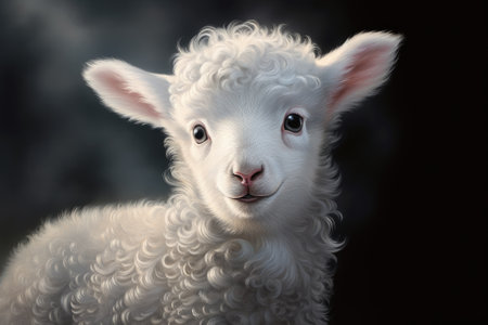 Portrait of a baby lamb. Generative AIの素材