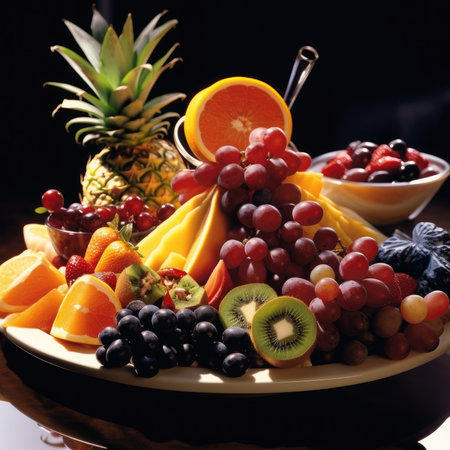 Fruit and berries buffet. Generative AIの素材