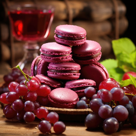 Grapes with macaroons. Generative AIの素材