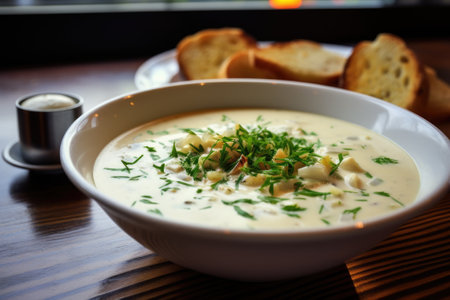 Homemade clam chowder. Generative AIの素材