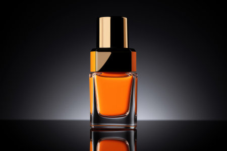 Orange nail polish bottle.の素材