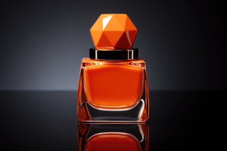 Orange nail polish bottle.の素材
