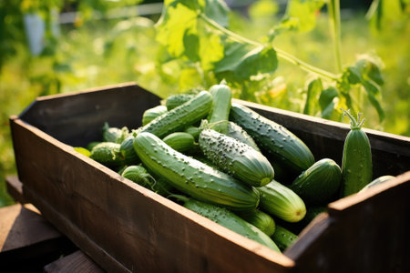 Organic cucumber cultivation.の素材