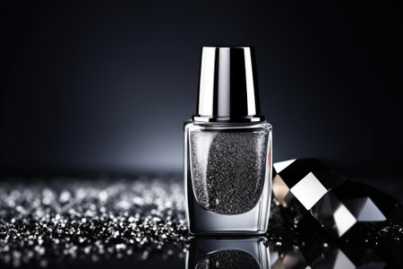 Silver nail polish bottle.の素材