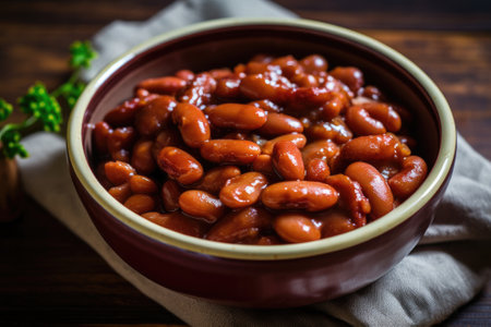 Boston baked beans delicious food. Generative AIの素材
