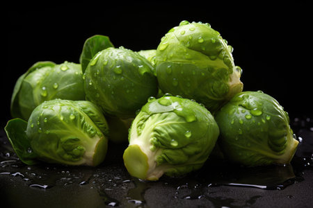 Fresh green brussels sprouts vegetable.の素材