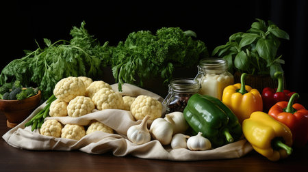 Eco bag with products vegetables. Zero waste use less plastic concept. Generative AIの素材