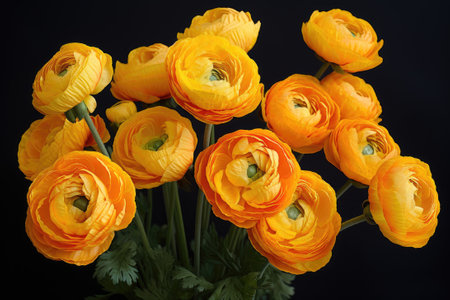 Colorful ranunculus in a bouquet. Persian buttercups bouquet of spring flowers.の素材