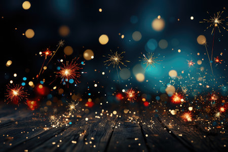 Fireworks at New Year and copy space - abstract holiday backgroundの素材