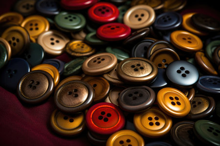 Collection of different multi colored buttons.の素材