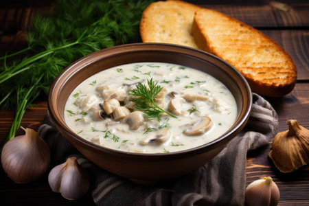 Homemade clam chowder. Generative AIの素材