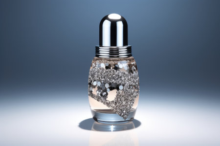 Silver nail polish bottle.の素材