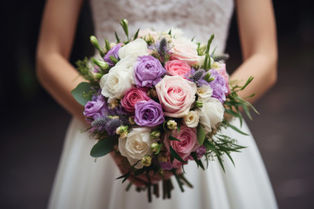 Wedding bouquet in the hands of the bride.の素材