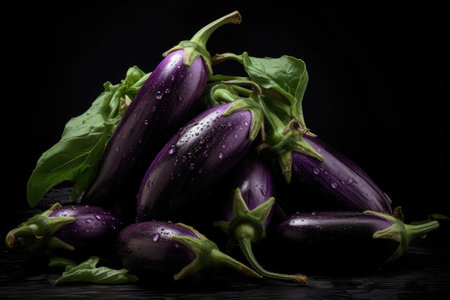 Fresh healthy eggplantsの素材