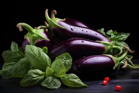 Fresh healthy eggplantsの素材