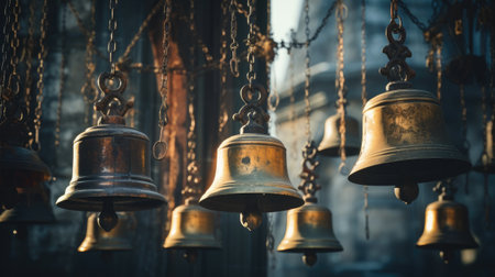 Old retro copper bellsの素材