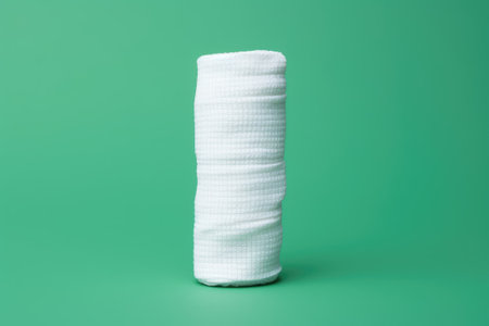 Medical bandage isolated on green backgroundの素材