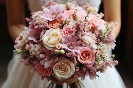 Wedding bouquet in the hands of the bride.の素材