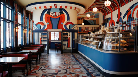 Patisserie with murals and mosaics.の素材