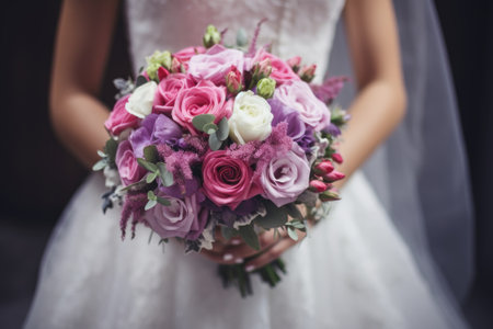Wedding bouquet in the hands of the bride.の素材