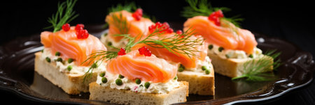 Delicious sandwiches with shrimps.の素材